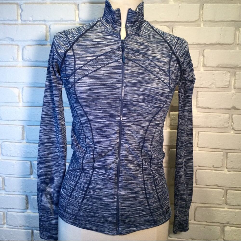 Marika Navy Peony Space Dye Zip Up Jacket Size S Blue Women's Activewear
